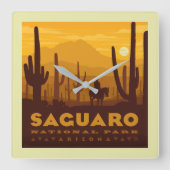 Saguaro Square Nationalpark | Arizona Quadratische Wanduhr (Vorderseite)