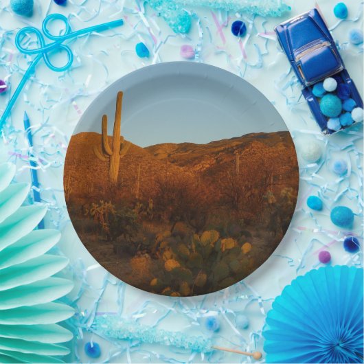 Saguaro Sunset I Arizona Wüste Landschaft Pappteller (Party)