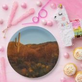 Saguaro Sunset I Arizona Wüste Landschaft Pappteller (Party)