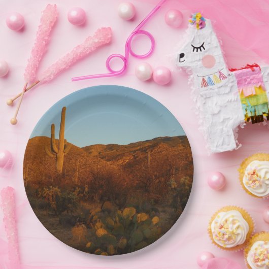 Saguaro Sunset I Arizona Wüste Landschaft Pappteller (Party)