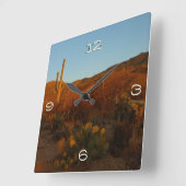 Saguaro Sunset I Arizona Wüste Landschaft Quadratische Wanduhr (Winkel)