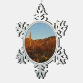 Saguaro Sunset I Arizona Wüste Landschaft Schneeflocken Zinn-Ornament (Rechts)