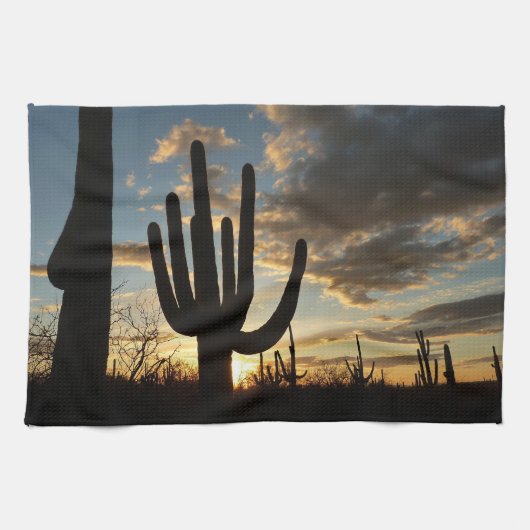 Saguaro Sunset II Arizona Wüste Landschaft Geschirrtuch (Horizontal)
