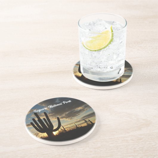 Saguaro Sunset II Arizona Wüste Landschaft Getränkeuntersetzer (Seite)