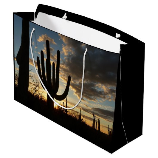 Saguaro Sunset II Arizona Wüste Landschaft Große Geschenktüte (Rückseite Schrägansicht)