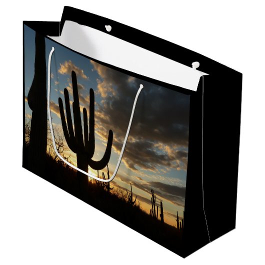 Saguaro Sunset II Arizona Wüste Landschaft Große Geschenktüte (Vorderseite Schrägansicht)