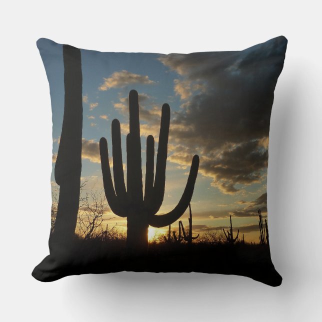 Saguaro Sunset II Arizona Wüste Landschaft Kissen (Vorderseite)
