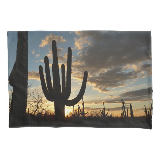 Saguaro Sunset II Arizona Wüste Landschaft Kissenbezug (Vorderseite)