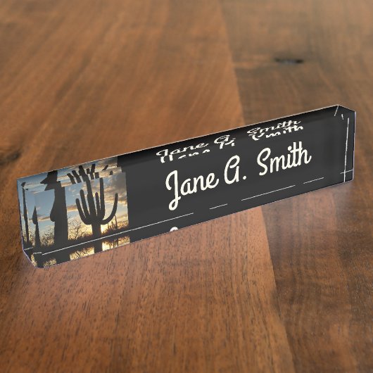 Saguaro Sunset II Arizona Wüste Landschaft Namensplakette (Seite)