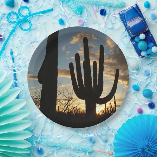 Saguaro Sunset II Arizona Wüste Landschaft Pappteller (Party)