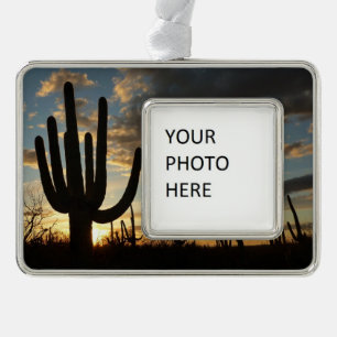 Saguaro Sunset II Arizona Wüste Landschaft Rahmen-Ornament Silber
