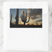 Saguaro Sunset II Arizona Wüste Landschaft Rechteckiger Aufkleber (Tasche)