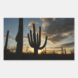 Saguaro Sunset II Arizona Wüste Landschaft Rechteckiger Aufkleber