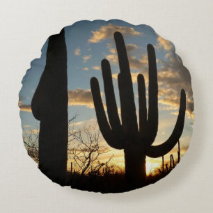 Saguaro Sunset II Arizona Wüste Landschaft Rundes Kissen