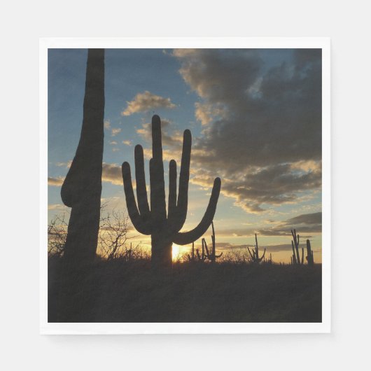 Saguaro Sunset II Arizona Wüste Landschaft Serviette (Vorderseite)
