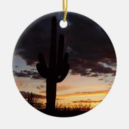 Saguaro Sunset III Arizona Wüste Landschaft Keramikornament (Vorne)