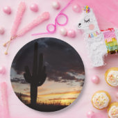 Saguaro Sunset III Arizona Wüste Landschaft Pappteller (Party)