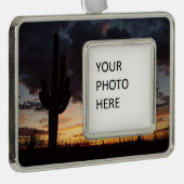 Saguaro Sunset III Arizona Wüste Landschaft Rahmen-Ornament Silber (Rechts)
