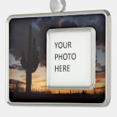 Saguaro Sunset III Arizona Wüste Landschaft Rahmen-Ornament Silber (Links)
