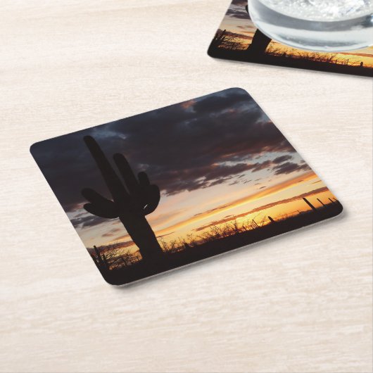 Saguaro Sunset III Arizona Wüste Landschaft Rechteckiger Pappuntersetzer (angewinkelt)