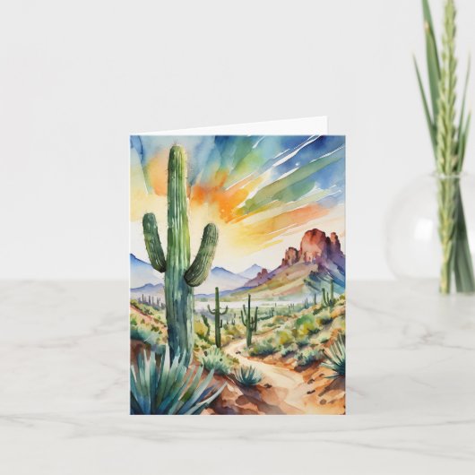 Saguaro Watercolor Stationery Karte (Vorderseite)