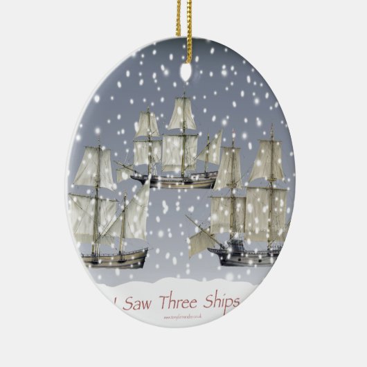 sah ich drei Schiffe Keramik Ornament (Rechts)