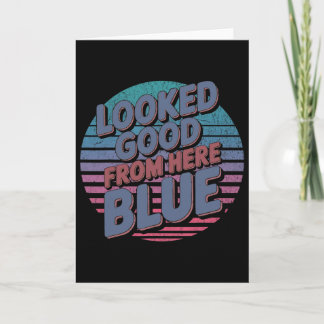Sah von hier aus gut aus Blau Lustig Softll Spielt Karte