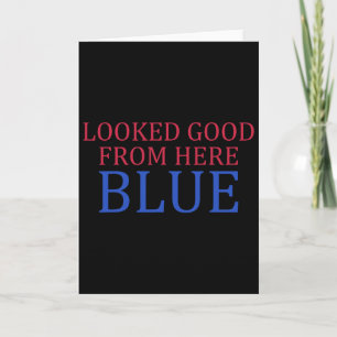Sah von hier aus gut aus Blau Lustig Softll Spielt Karte