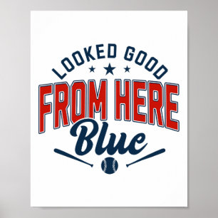 Sah von hier aus gut aus Blau Lustiges Softll Game Poster