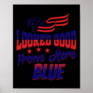Sah von hier aus gut aus Blau Lustiges Softll Game Poster