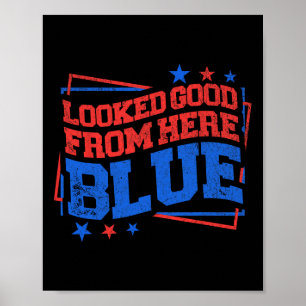 Sah von hier aus gut aus Blau Lustiges Softll Game Poster