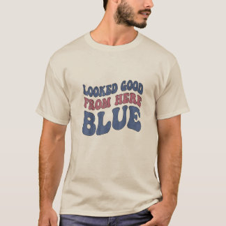Sah von hier aus gut aus Blaue lustige Softball-Ma T-Shirt