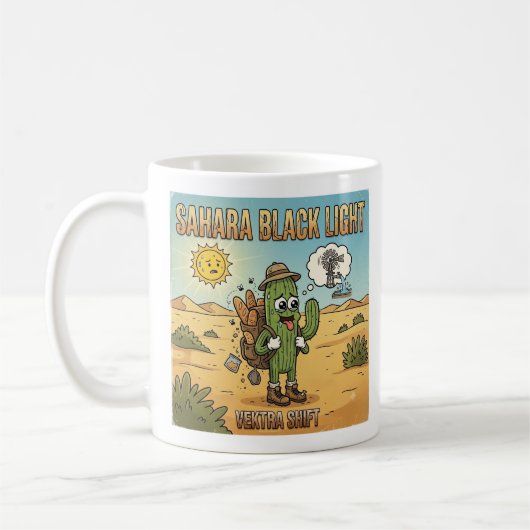 Sahara Black Light DJ Cactus Cartoon Kaffeetasse (Links)