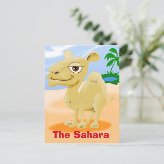Sahara Cartoon Camel Postkarte (Stehend Vorderseite)