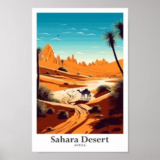 Sahara Desert Africa Travel Vintag Illustration Poster (Vorne)