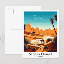 Sahara Desert Africa Travel Vintag Illustration