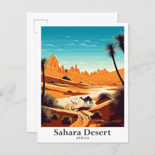 Sahara Desert Africa Travel Vintag Illustration Postkarte