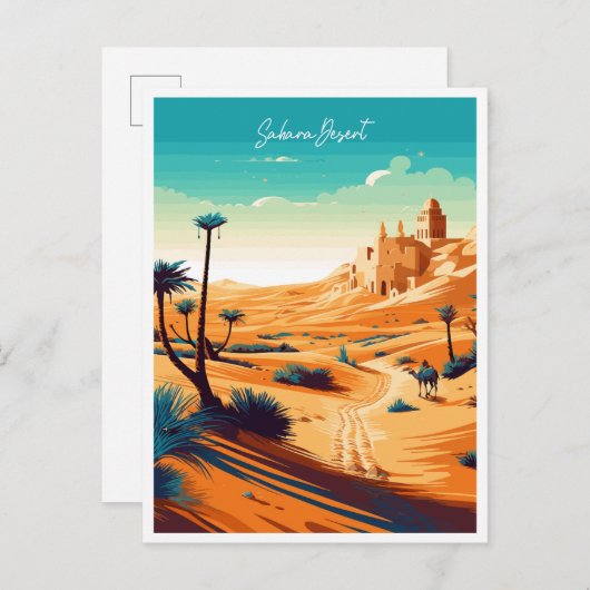 Sahara Desert Africa Vintage-Illustration Postkarte (Vorne/Hinten)