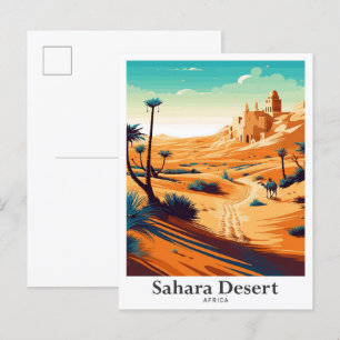 Sahara Desert Africa Vintage Travel Illustration Postkarte