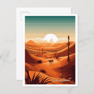 Sahara Desert Art Vintage Reise Illustration Postkarte