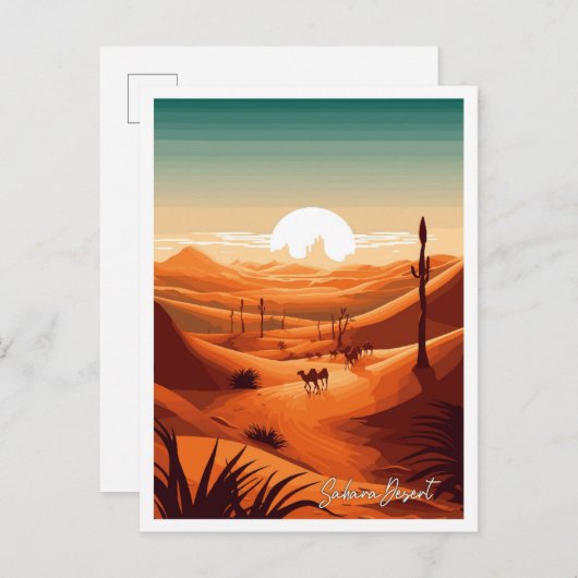 Sahara Desert Art Vintage Reise Illustration Postkarte (Vorne/Hinten)