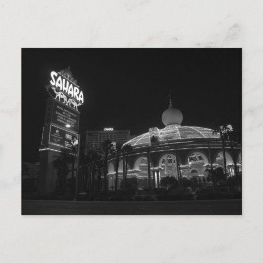 Sahara Las Vegas in Schwarz und Weiß Postkarte (Vorderseite)