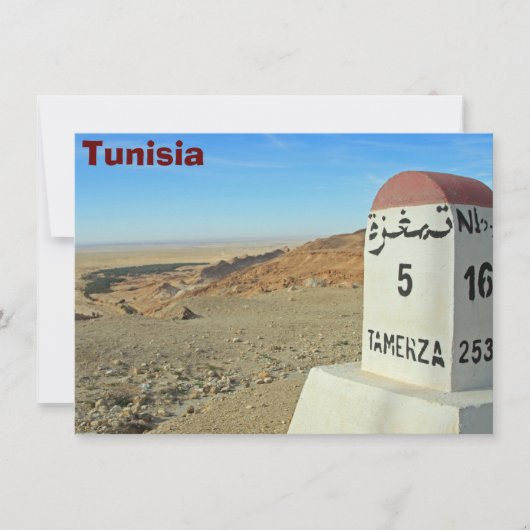 Sahara-Meilenstein, Tunesien-Karte (Vorderseite)