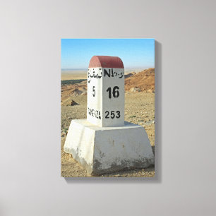 Sahara-Meilenstein, Tunesien Leinwanddruck