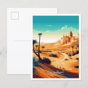 Sahara-Wüste Afrika Reise Vintage-Illustration Postkarte
