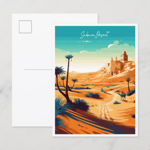 Sahara-Wüste Afrika Vintage-Reiseillustration Postkarte