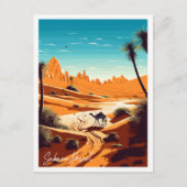 Sahara Wüste Vintage Reise Illustration Postkarte (Vorderseite)