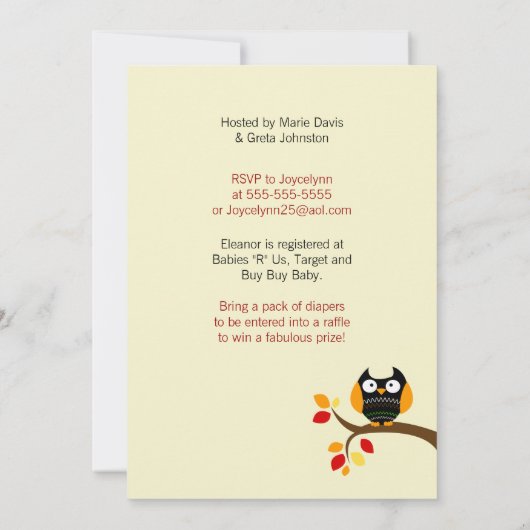 Sahne Halloween Herbst Babydusche Einladung 12x18 (Rückseite)