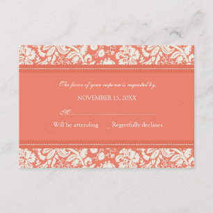 Sahne- und korallenrote Damast UAWG RSVP Karte