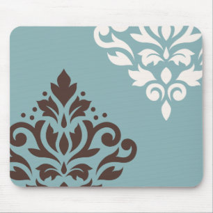 Sahneaquamarines der Rolle-Damast-Kunst-I Brown Mousepad